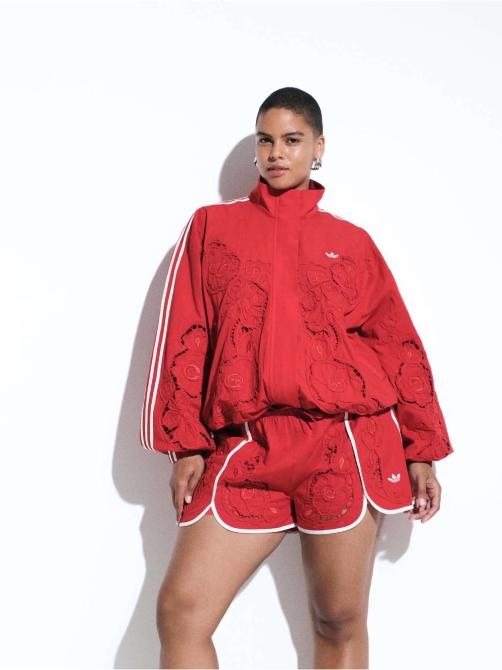 Adidas Originals x ASOS oversized cutwork track jacket in red - Picture 4 of 6